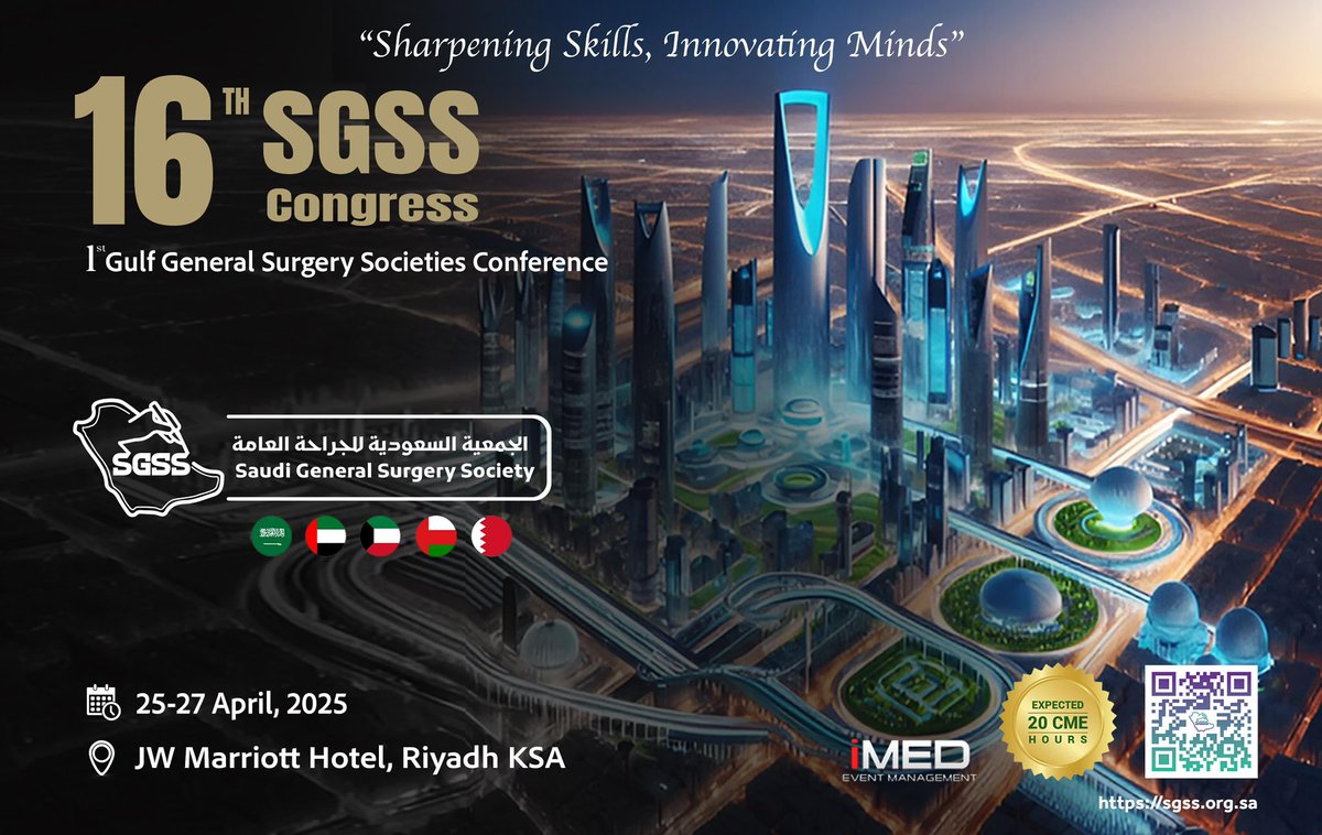 1st Gulf General Surgery Socities Conference
11 Saudi Surgical Socities and groups
23 International 62 local speakers
3rd Annual KAU Surgical Research Day
Surgical Jeopardy
9 workshops
3 Robotic training stations
Will be waiting for you at #SGSS2025 

sgss.org.sa