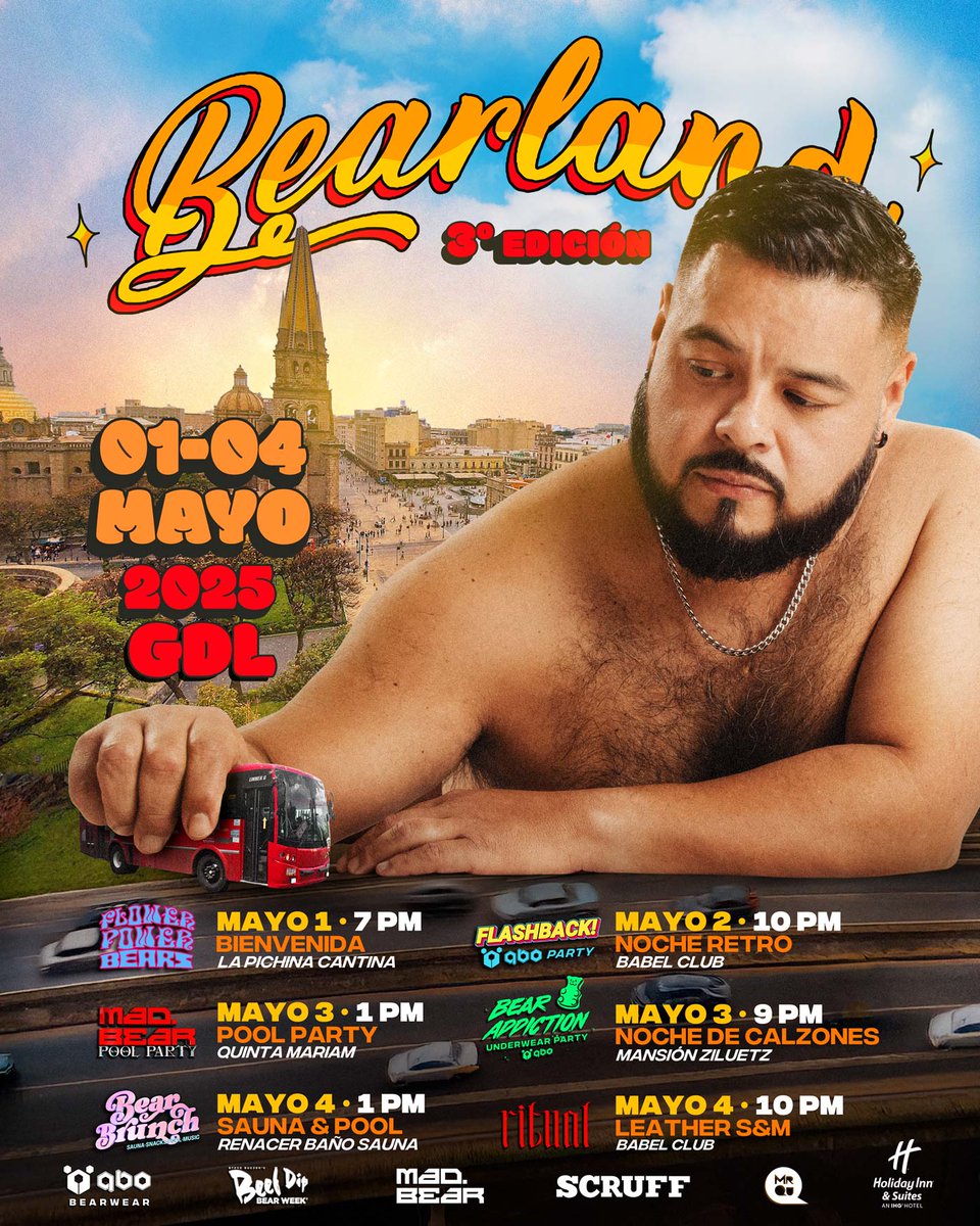 🐻🎉 ¡Faltan pocos días para #Bearland2025!

Del 1 al 4 de mayo en Guadalajara: 6 fiestas 🔥, DJs brutales y mucho cuerpo, música y actitud.

🎟️ Aún hay boletos → bearland.mx

#ososmexico #BearPartyMX #EventosBear #CircuitBear #GayMexico #bearlandmx