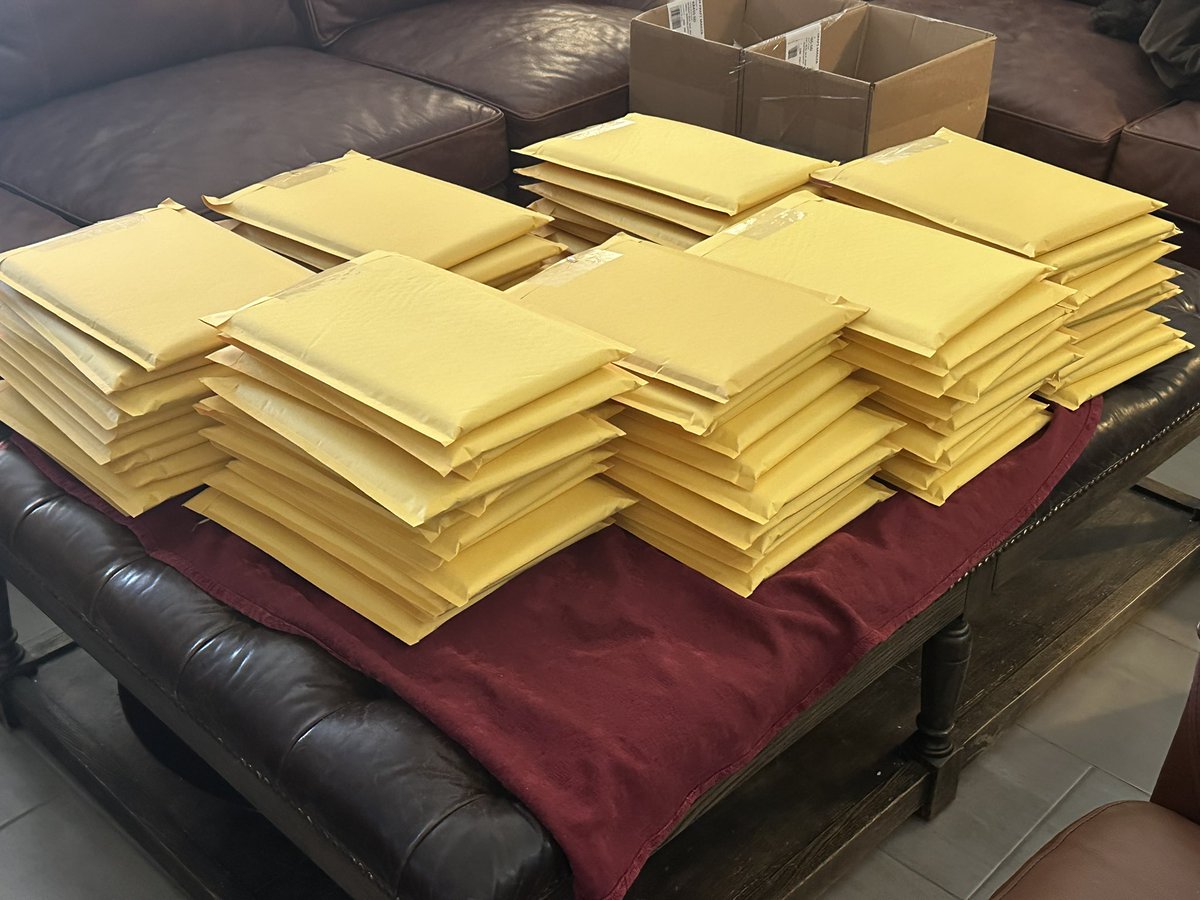 Day one book packaging! Over 400 in, getting labels and postage bought and printed, organizing it all by count and type of book bought. No sleep, all work all weekend! WOO!