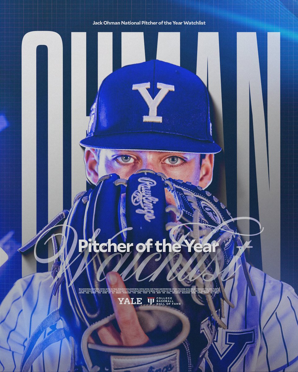 Yale Baseball (@yalebaseball) on Twitter photo All eyes on HIM 👀
Jack Ohman has been named to the <a href="/CollegeDiamonds/">CollegeBaseballHoF</a> Pitcher of the Year Watchlist ✍️
📰 tinyurl.com/bdejyp9
#ThisIsYale All eyes on HIM 👀
Jack Ohman has been named to the <a href="/CollegeDiamonds/">CollegeBaseballHoF</a> Pitcher of the Year Watchlist ✍️
📰 tinyurl.com/bdejyp9
#ThisIsYale