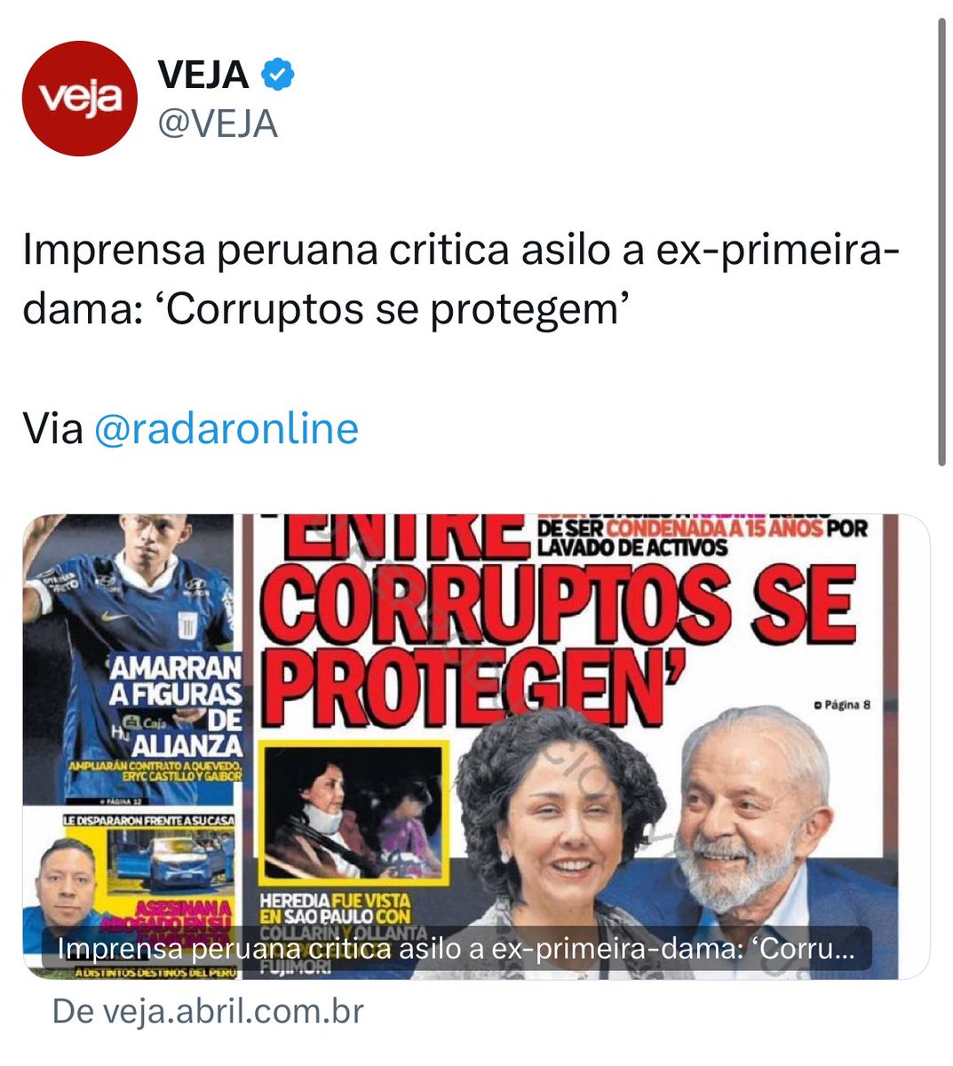 TheIncorrupt_'s tweet photo. Chegamos ao ponto que o Peru tem mais decência moral que o Brasil. https://t.co/BoZ7vU33dT