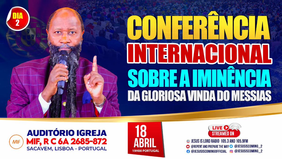 The LORD has sent Prophet Dr. Owour to   Portugal for an urgent mission to announce an end to the dispensation of the grace and to ask the church to turn away from sin in preparation for the coming of the Messiah.  Live link youtube.com/live/ykIOLzwT2…

#PortugalRevivalHour