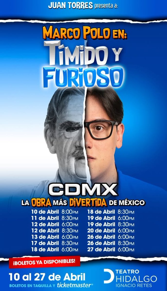 #ViernesDeTeatro ¡Tenemos pases dobes para que vayas hoy a #TimidoYFurioso con <a href="/LordMarcoPolo/">Marco Polo</a>
a las 18h en el #TeatroHidalgo.   

Da RT a este tweet y envíanos el screen a  boletosdeep@gmail.com con tu nombre completo y tu personaje favorito de Marco Polo.