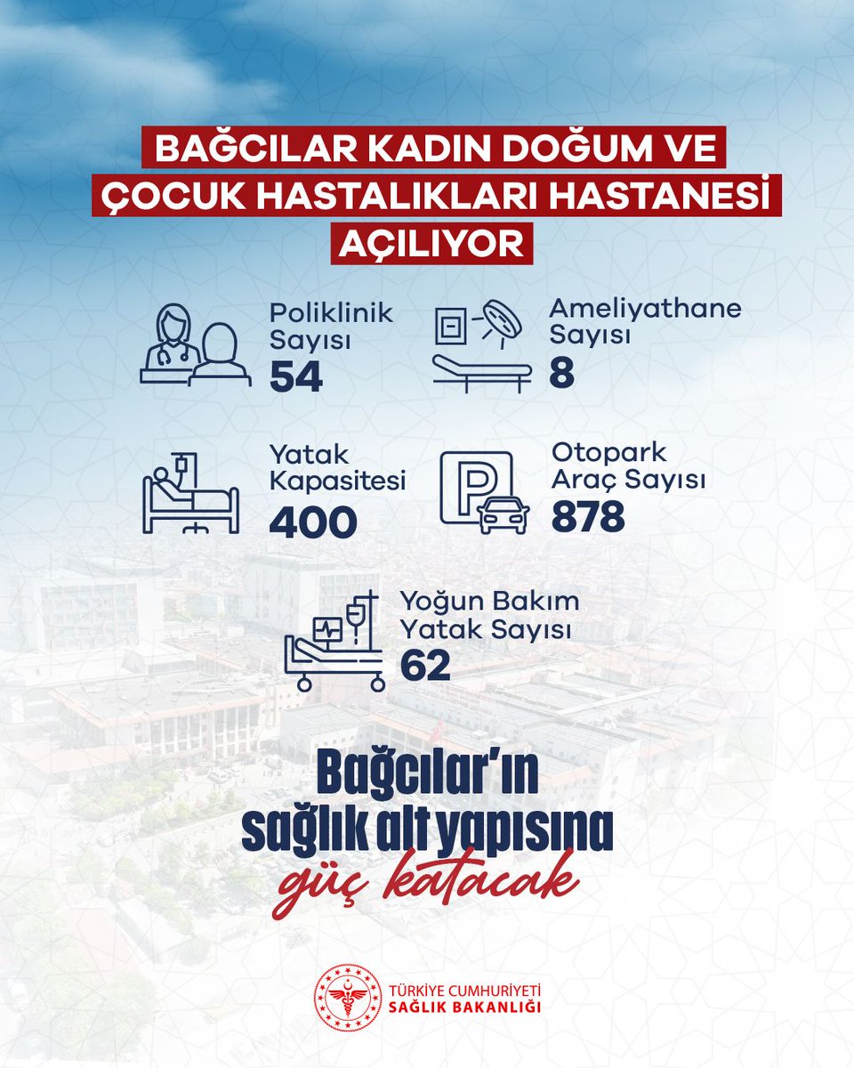 akkadinistanbul's tweet photo. Bağcılar’a sağlıkta büyük yatırım!

Cumhurbaşkanımız Sayın Recep Tayyip Erdoğan’ın teşrifleriyle, Bağcılar Kadın Doğum ve Çocuk Hastalıkları Hastanesi açılıyor. 

Kadın ve çocuk sağlığında kaliteli hizmetin kapılarını aralayacak olan bu önemli sağlık kompleksinin açılışına tüm halkımız davetlidir.

🗓️ 19 Nisan 2025 Cumartesi
🕒 15.00
📍 Dr. Sadık Ahmet Caddesi, Bağcılar