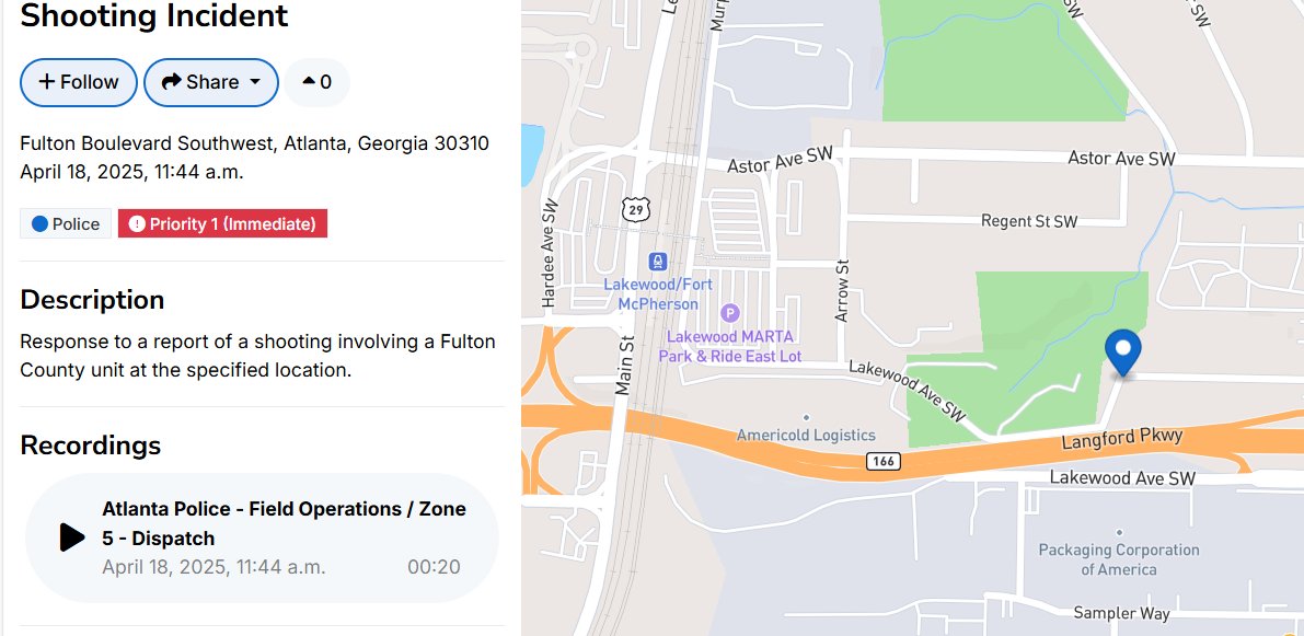 TheVantageAI's tweet photo. The shooting of two police officers was recorded and tracked in real time with VantageAI.

Greater Atlanta Metro — receive real-time notifications, direct from your first responders, by signing up with VantageAI! https://t.co/I2y3NzsGkn