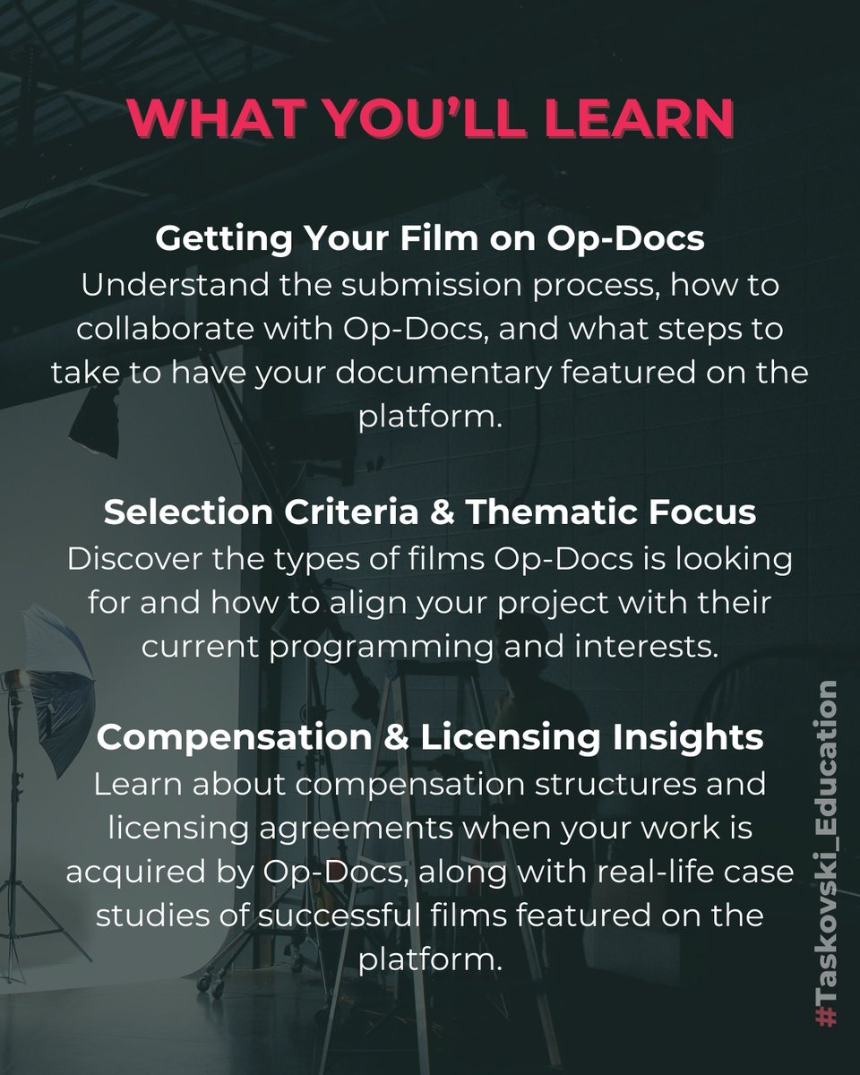 TaskovskiFilms's tweet image. 🎬 Want your doc on The New York Times&apos; Op-Docs?
Join series producer Yvonne Ashley Kouadjo  for insider tips on pitching &amp;amp; storytelling.

📅May 6 | ⏰13:30 GMT | 🎟€34
👉 shorturl.at/g4ZEA

#OpDocs #TheNewYorkTimes #docsconnect #taskovskitraining #filmmaking #Masterclass