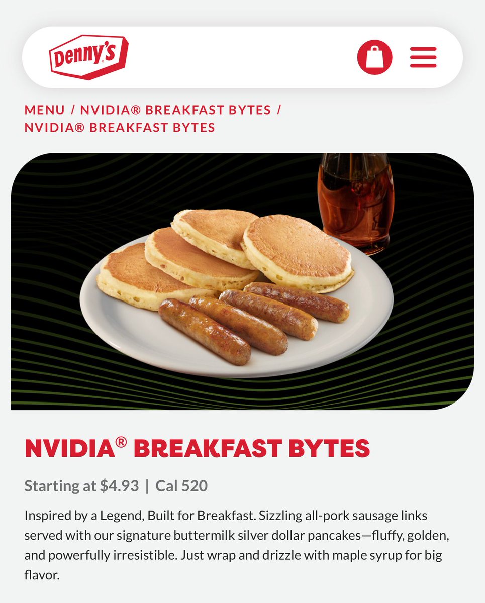 Yes I’ll have the Denny’s x Nvidia breakfast