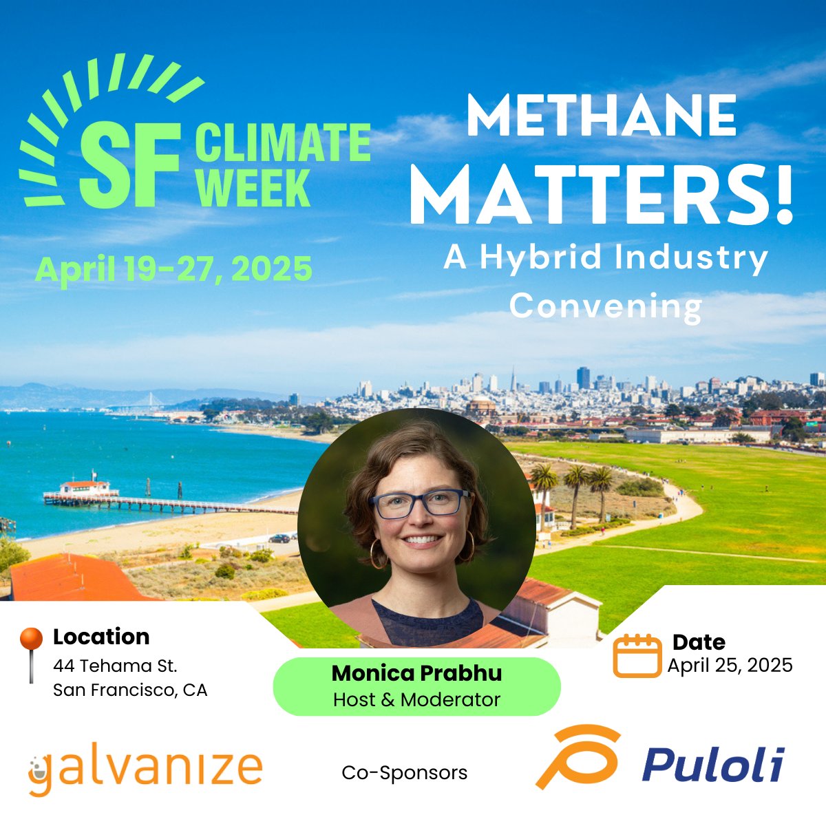 SkopeOne_io's tweet photo. San Francisco Climate Week is here! Puloli and Galvanize will be sponsoring an industry collaboration discussion, hosted by Monica Prabhu. Working on an emissions solution to help reduce methane emissions, you're welcome to share your ideas. Register here: https://t.co/xAV9A0griU https://t.co/O35ABqdJjV