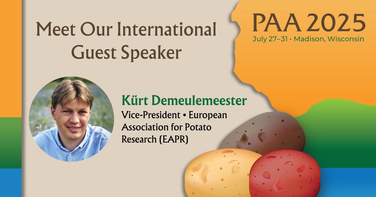 potato_america's tweet image. Exciting news! Kürt Demeulemeester, VP of the European Association for Potato Research, will be our international guest speaker at #PAA2025!

Learn more about this event and register today to save with advance rates! Save now: bit.ly/3RnQVB6

#PotatoResearch #Agronomy