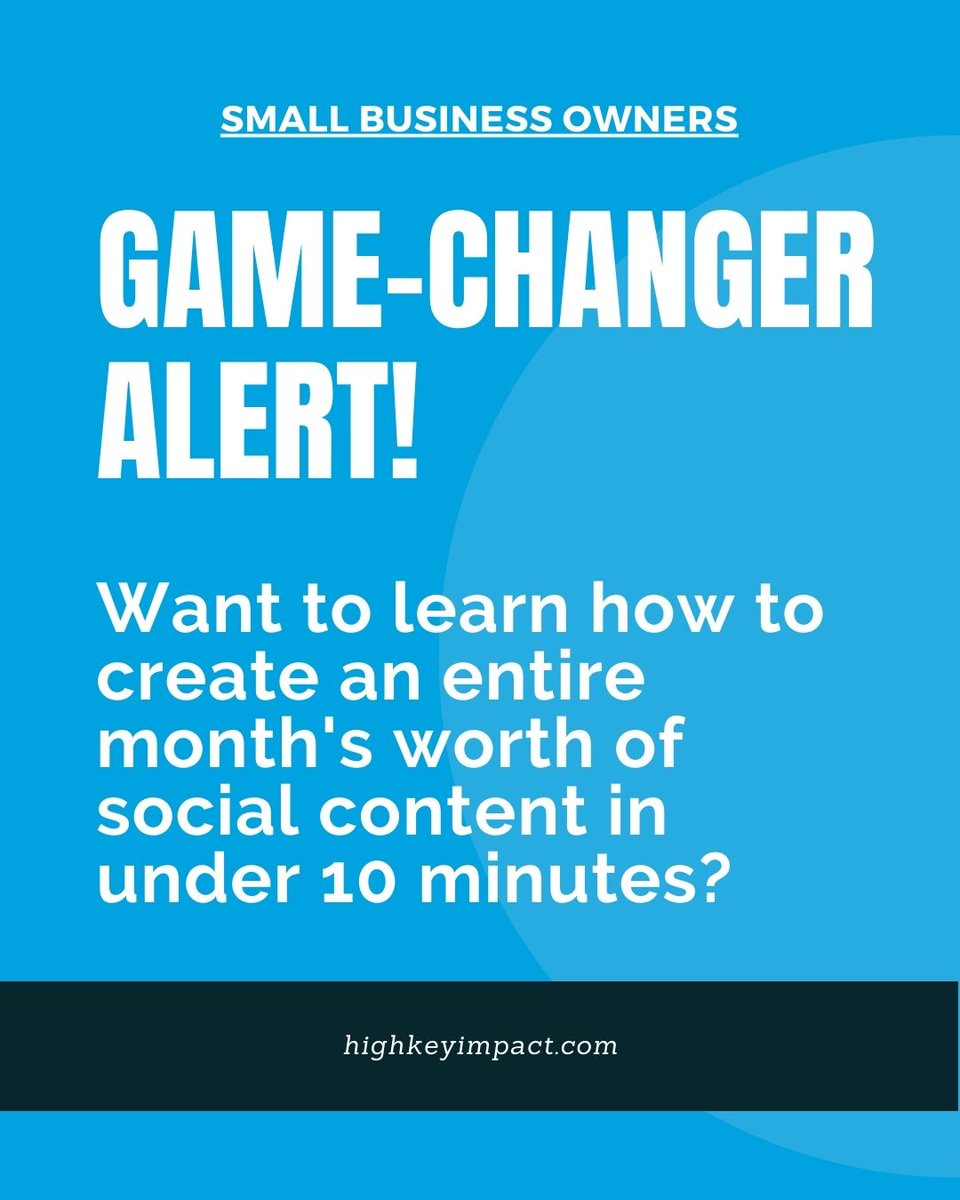 highkeyimpact's tweet photo. Did you know AI can now create an entire month's worth of social content in under 10 minutes?
Small businesses who leverage AI tools are seeing 3x higher engagement rates while cutting their content creation time by 70%.
Contact cheryl@highkeyimpact.com to discuss your industry. https://t.co/LXPiKSRuF7