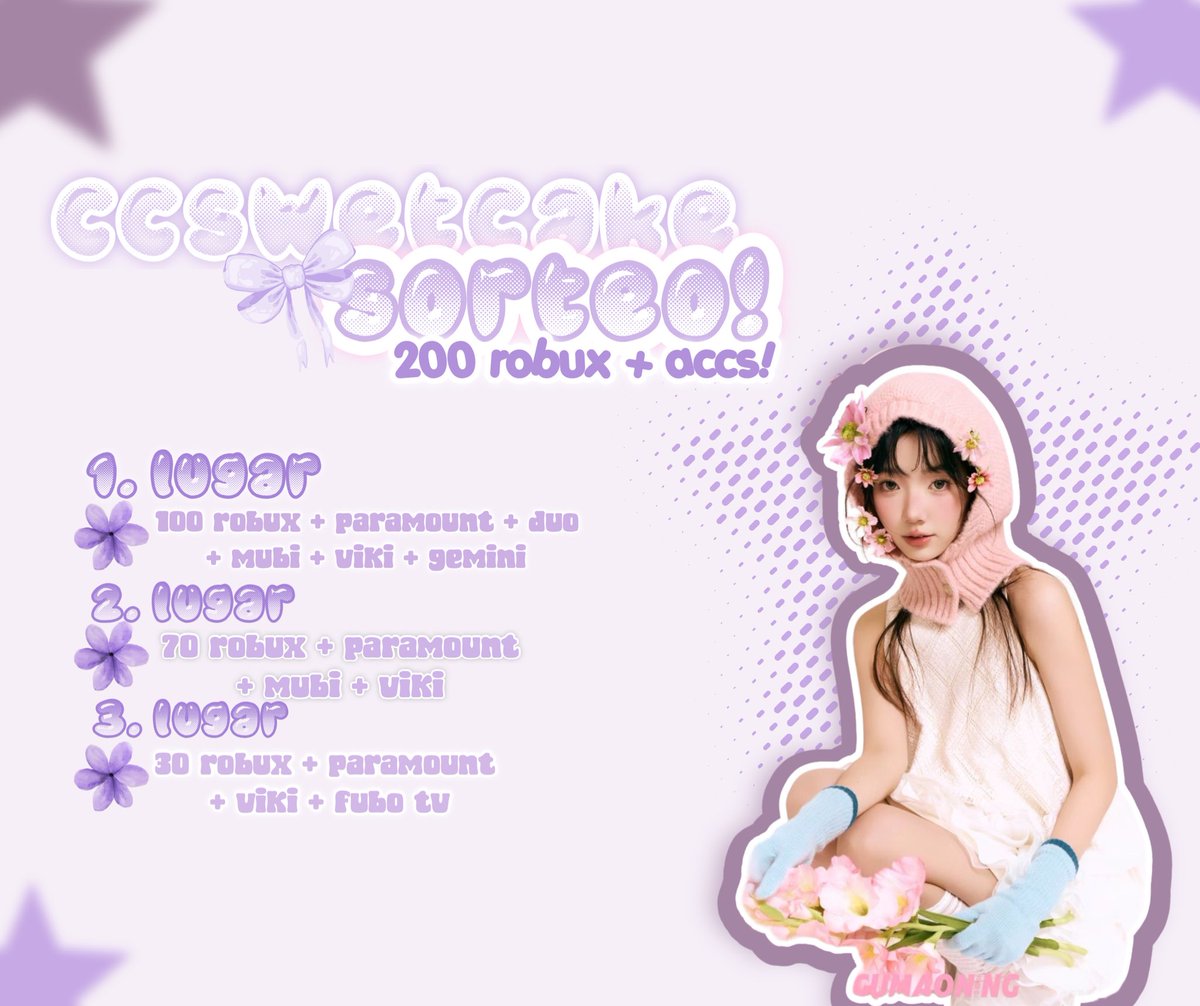 ⋆𖦹˙— 𝐒𝐨𝐫𝐭𝐞𝐨 𝐜𝐨𝐦𝐞𝐛𝐚𝐜𝐤 @𝐜𝐜𝐬𝐰𝐞𝐭𝐜𝐚𝐤𝐞. 𖦹˙— 

𝒫𝒶𝓈ℴ𝓈：
ℴ Fav + rt
ℴ Seguirnos w 🔔
ℴ Solo comentar tu user
ℴ + @ 2-3 mutis.

Cierre 20/04.