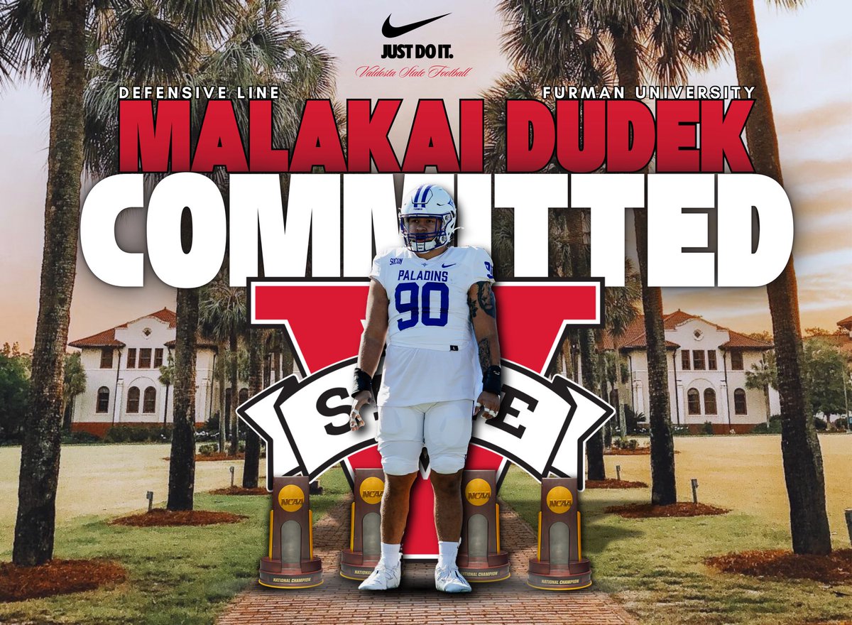 Malakai Dudek (@malakai_dudek) on Twitter photo After a great visit and talking with the whole staff. Blessed to say I am committed to Valdosta State!
<a href="/CoachGino212/">Gino Spadaro</a>
<a href="/CoachGregHarris/">Greg Harris</a>
<a href="/CoachGCraig/">Graham Craig</a> After a great visit and talking with the whole staff. Blessed to say I am committed to Valdosta State!
<a href="/CoachGino212/">Gino Spadaro</a>
<a href="/CoachGregHarris/">Greg Harris</a>
<a href="/CoachGCraig/">Graham Craig</a>