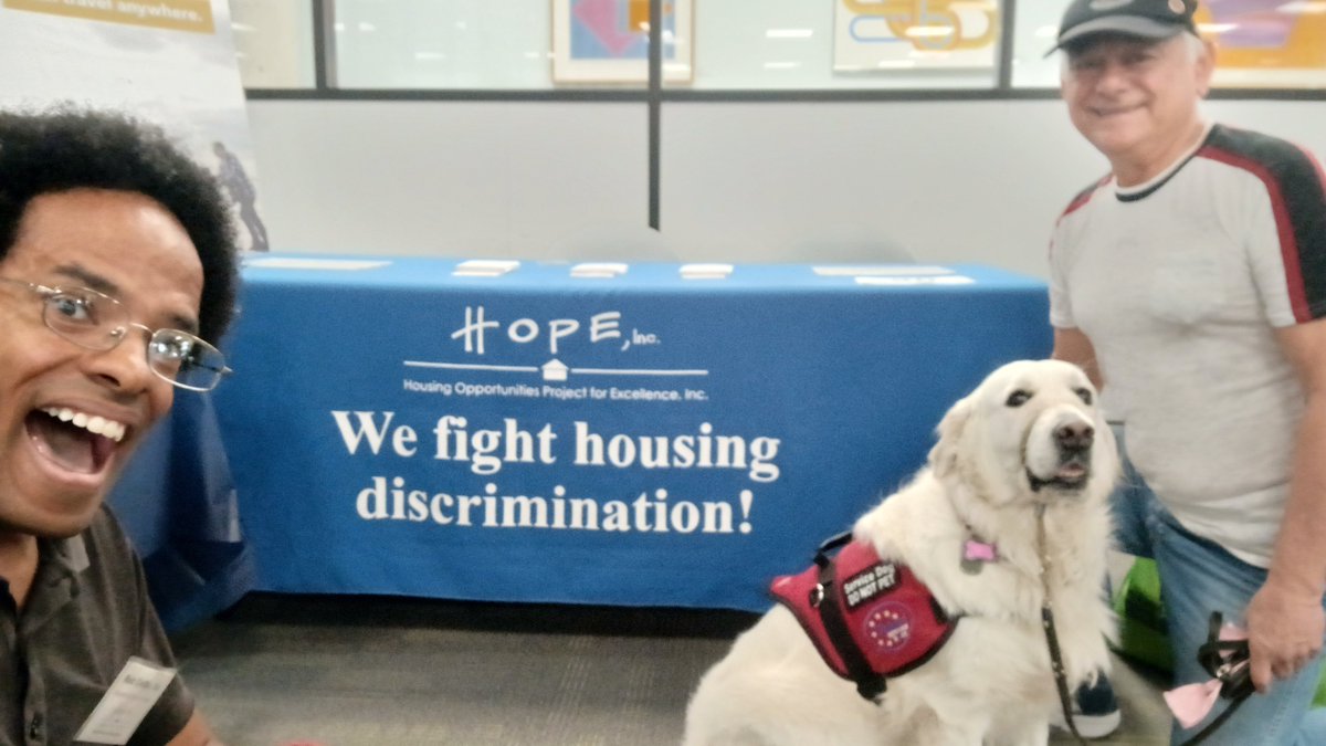 We're grateful to do our fair housing outreach to tell people about their rights!  😀

Fair housing rights can include getting to live with an assistance animal, like Josie the dog here!  ❤️