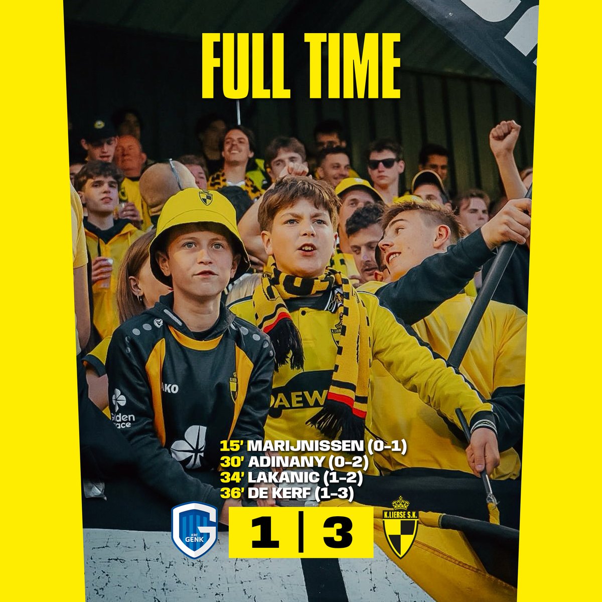 ⏱ EINDE WEDSTRIJD |  1️⃣ -3️⃣  | Lierse controleerde de tweede helft, en wint zijn laatste wedstrijd in de reguliere competitie. #GNKLIE
