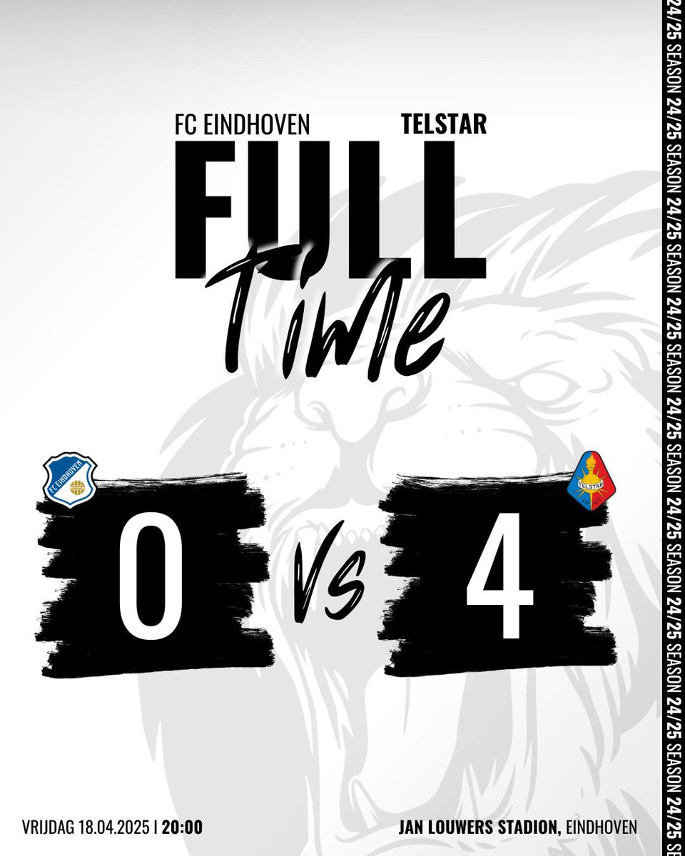 Foot_NL's tweet photo. 🍻 TERMINÉ!

🦾 Beau résultat pour les Witte Leeuwen qui en plus repasse dans les playoffables. 

🔵⚪️ FC Eindhoven 0-4 SC Telstar 🔵🔵

⚽️ Y. El Kachati 10’ 🇲🇦 
⚽️ M. Hamdaoui 19´
⚽️ S. Hetli 26’, 55’ 

#FCETEL https://t.co/rHUmT0mZoO