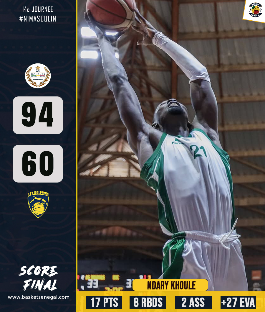 Basket_Senegal's tweet photo. J14 #n1masculin 🏀
L'AS Douanes déroule et domine la RS Yoff (94-60). Les gabelous terminent ainsi la saison régulière en tête de la poule B.
#basketsenegal #asdouanes #fsbb https://t.co/3rOdCBPvyx