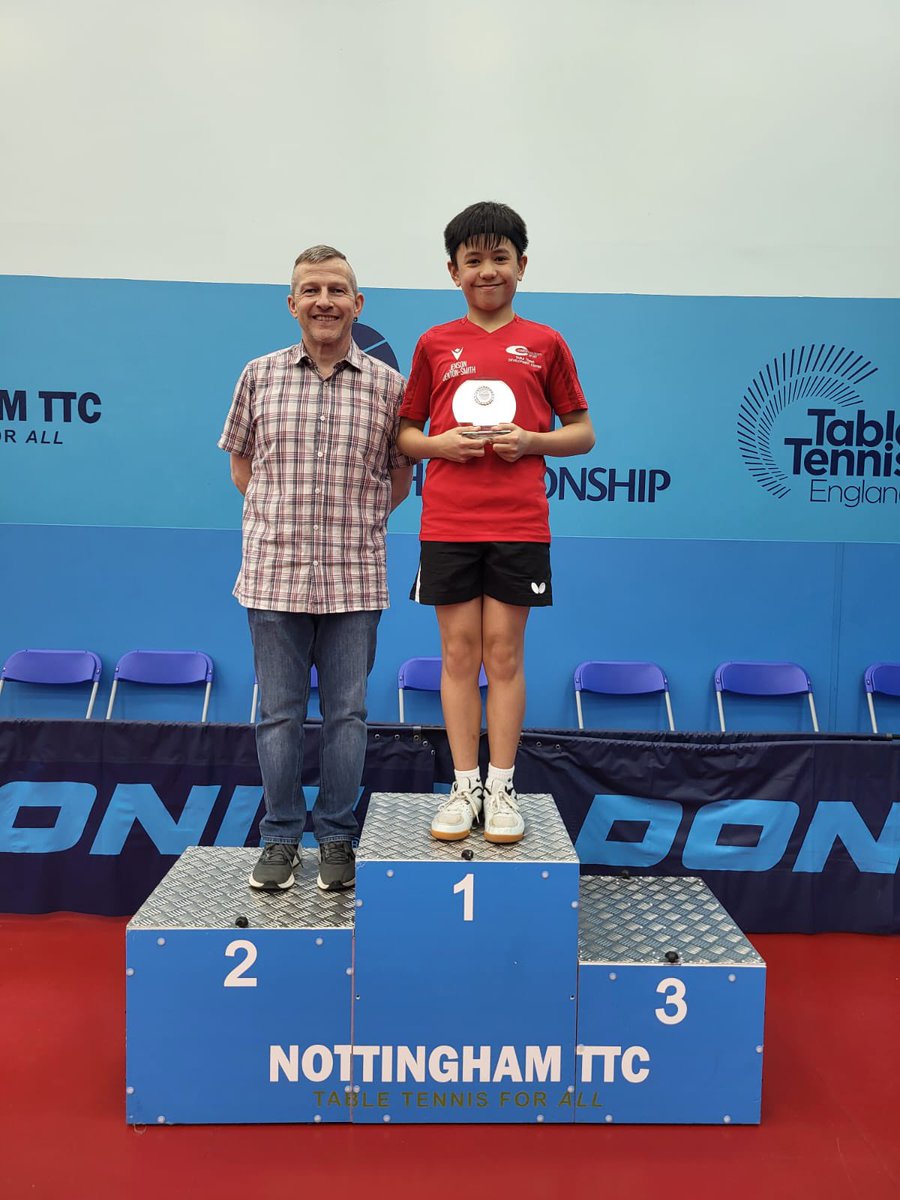 JensonMDS's tweet photo. Today, Jenson played in his 1st TopSpin @Nottinghamttc Cadet 2* Open event, winning his group with 6 out of 6 match wins. Congrats to fellow 🏴󠁧󠁢󠁷󠁬󠁳󠁿 player, Oliver Jordan, for winning his Jnr group. Thank u Jason Ramage (pictured) for organising. Bring on the next event! @CCHSBoysPE https://t.co/u4qkJavTx0