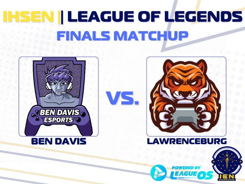 EsportsIndiana's tweet photo. Let's round out the week with one last IEN Finals announcement!  For IHSEN League of Legends we have @EsportsBen vs @lhsesportstige1.  One of these teams will go home a State Champion!  Who will it be? https://t.co/86h427YiwK