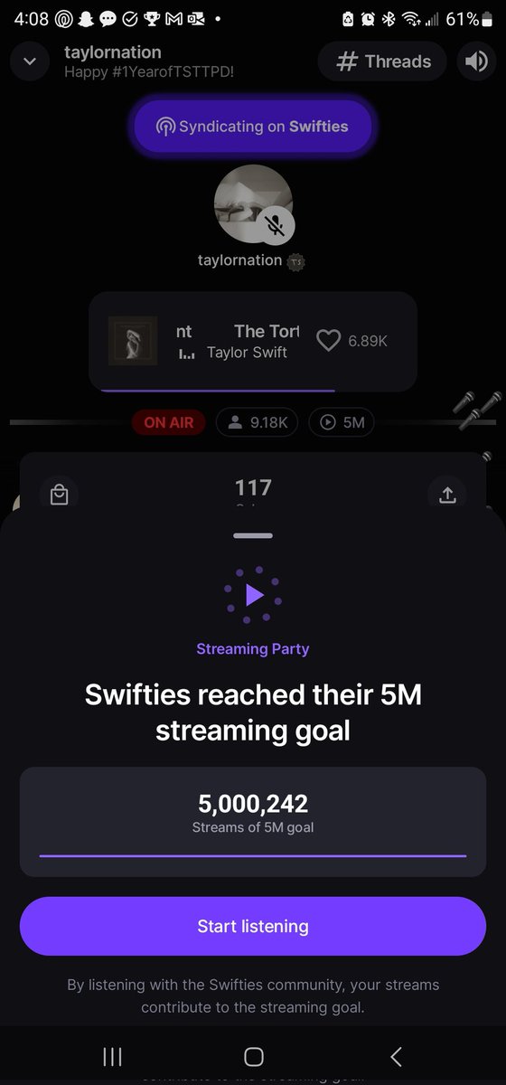 AutumnAfterglow's tweet photo. @taylornation13 5 million streams! #1YearOfTsTTPD https://t.co/xOlJdvQsUg