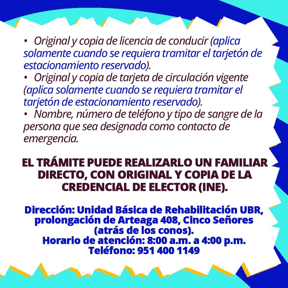 Conoce los detalles para tramitar tu #Credencial y #Tarjetón de estacionamiento para personas con #discapacidad. En el DIF del <a href="/MunicipioOaxaca/">Municipio de Oaxaca de Juárez</a> promovemos una cultura de movilidad segura para todas las vecinas y los vecinos! 
#TransformandoJuntosLaCapital
#OaxacaDeJuárez