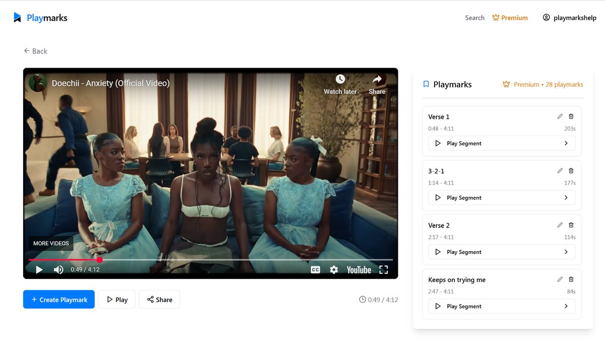 PlayMarks Web App (@playmarksapp) on Twitter photo Doechii just gave us some amazing visuals to Anxiety. Here are some playmarks from the song playmarksapp.com/share/riCP9x31… cc <a href="/EDoechii/">Everything Doechii 🐊</a> Doechii just gave us some amazing visuals to Anxiety. Here are some playmarks from the song playmarksapp.com/share/riCP9x31… cc <a href="/EDoechii/">Everything Doechii 🐊</a>