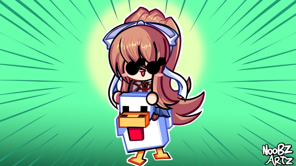 NooBZiiTo1's tweet image. &quot;You want me to fight the chicken?&quot;

&quot;Chicken Monker!&quot;

#DDLC #DokiDokiLiteratureClub #Monker #Monika