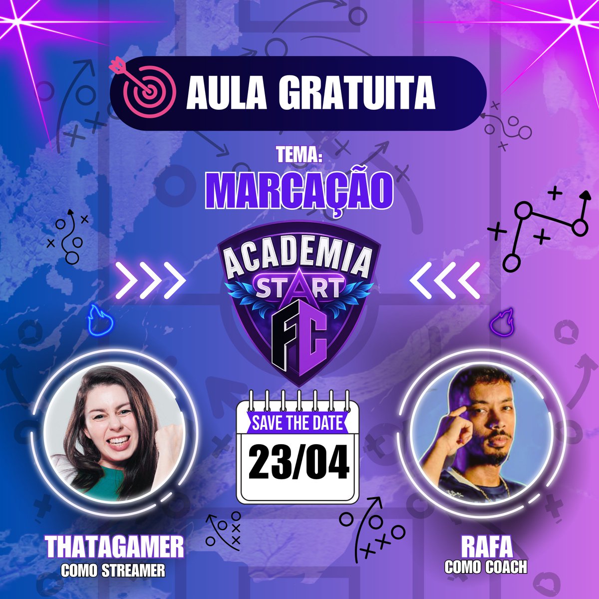 🎓 Aula gratuita sobre MARCAÇÃO no EAFC25
🗓️ Quarta, 19h – AO VIVO no YouTube e Twitch!
Se você quer aprender a defender melhor e entender a dinâmica da Academia FC, essa é a hora!

 🔗 Grupo de avisos: chat.whatsapp.com/FKqxpv3t0JE9gX…

#EAFC25  #AcademiaFC