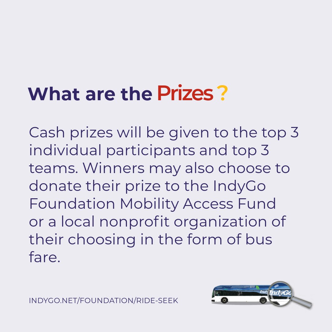 Get ready for IndyGo Foundation’s newest fundraiser, Ride &amp; Seek! 🔍 Ride the @IndyGo bus system, explore Indianapolis, and follow clues that lead to exciting prizes.

Learn more: indygo.net/foundation/rid…