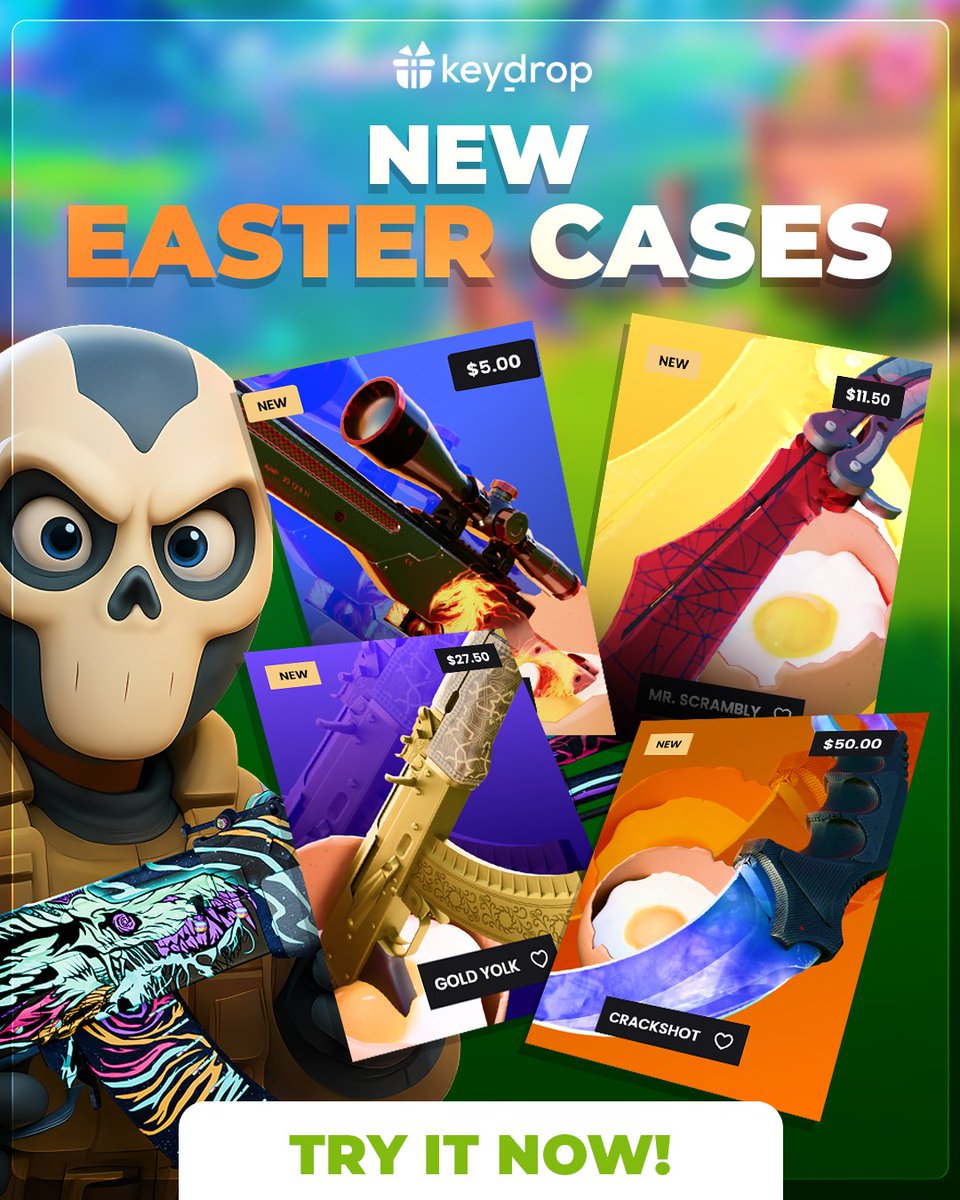 keydropcom's tweet photo. 🥚 New EASTER CASES just landed!

Check out the fresh limited-time drops we dropped specially for EASTER 💥

💸 Don’t forget to use a promo code to get your +20% BONUS when depositing!

👉 https://t.co/zAUhDqVIMX https://t.co/pu8aEnvKpq
