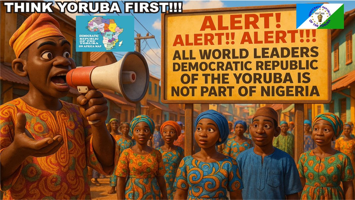 YorubaRep's tweet photo. 🚨 ALERT! 🚨
Democratic Republic of the Yoruba is NOT part of Nigeria!
We are a sovereign people with our own identity.
THINK YORUBA FIRST!!! 💚🧠
#YorubaNation #ThinkYorubaFirst #WeAreNotNigeria #DRYoruba https://t.co/woVJqvLO0K