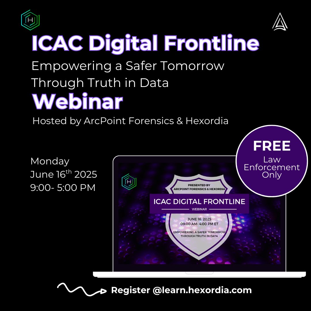 FREE Law Enforcement Only Webinar

June 16, 2025
Virtual Event
Must use official agency email to register

Featuring: 
🔹 Debbie Garner 
🔹 John Pizzuro 
🔹 Cory Stenzel 
🔹 Amy Quezada 
🔹 Jessica Hyde

👮‍♂️ Register today: learn.hexordia.com

#DFIR #DigitalForensics #ICAC