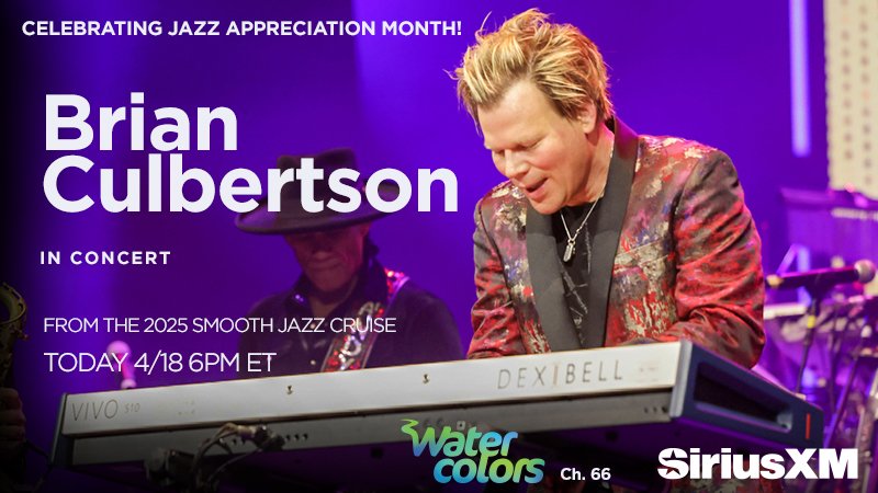 It's Jazz Appreciation Month on <a href="/Watercolorsjazz/">SiriusXMWatercolors</a> - April 17–30 at 6pm ET daily or on the <a href="/SIRIUSXM/">SiriusXM</a> App!
Celebrating the heritage of jazz with 2 full weeks of select live performances, recorded aboard the <a href="/SmoothJazzAtSea/">Smooth Jazz Cruise</a>! Today it's the funky <a href="/brianculbertson/">Brian Culbertson</a> 🎹