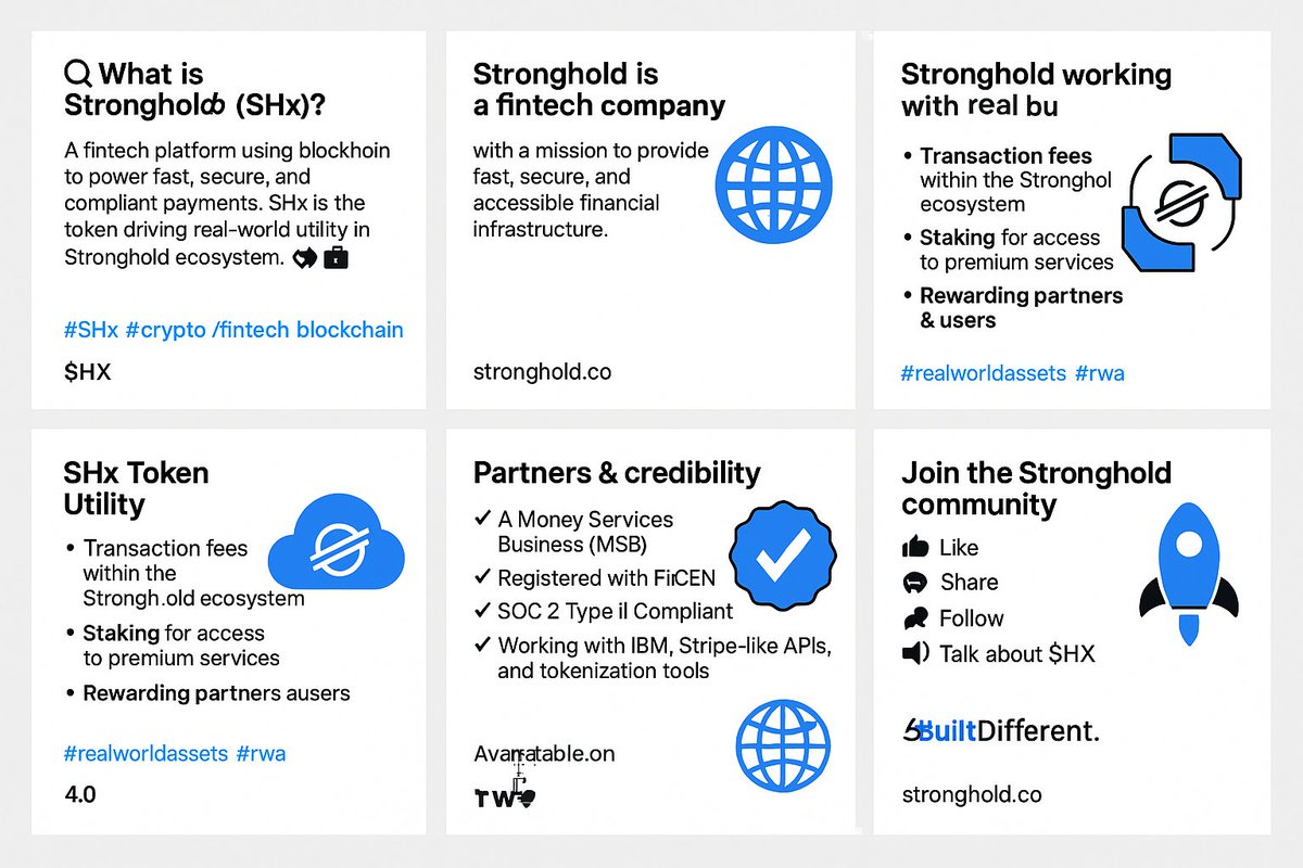 SHx isn’t just a crypto token—it’s powering real-world, by many ways.
🔍 What is Stronghold (SHx)?

A fintech platform using blockchain to power fast, secure, and compliant payments. SHx is the token driving real-world utility in the Stronghold ecosystem. ⚡💼
