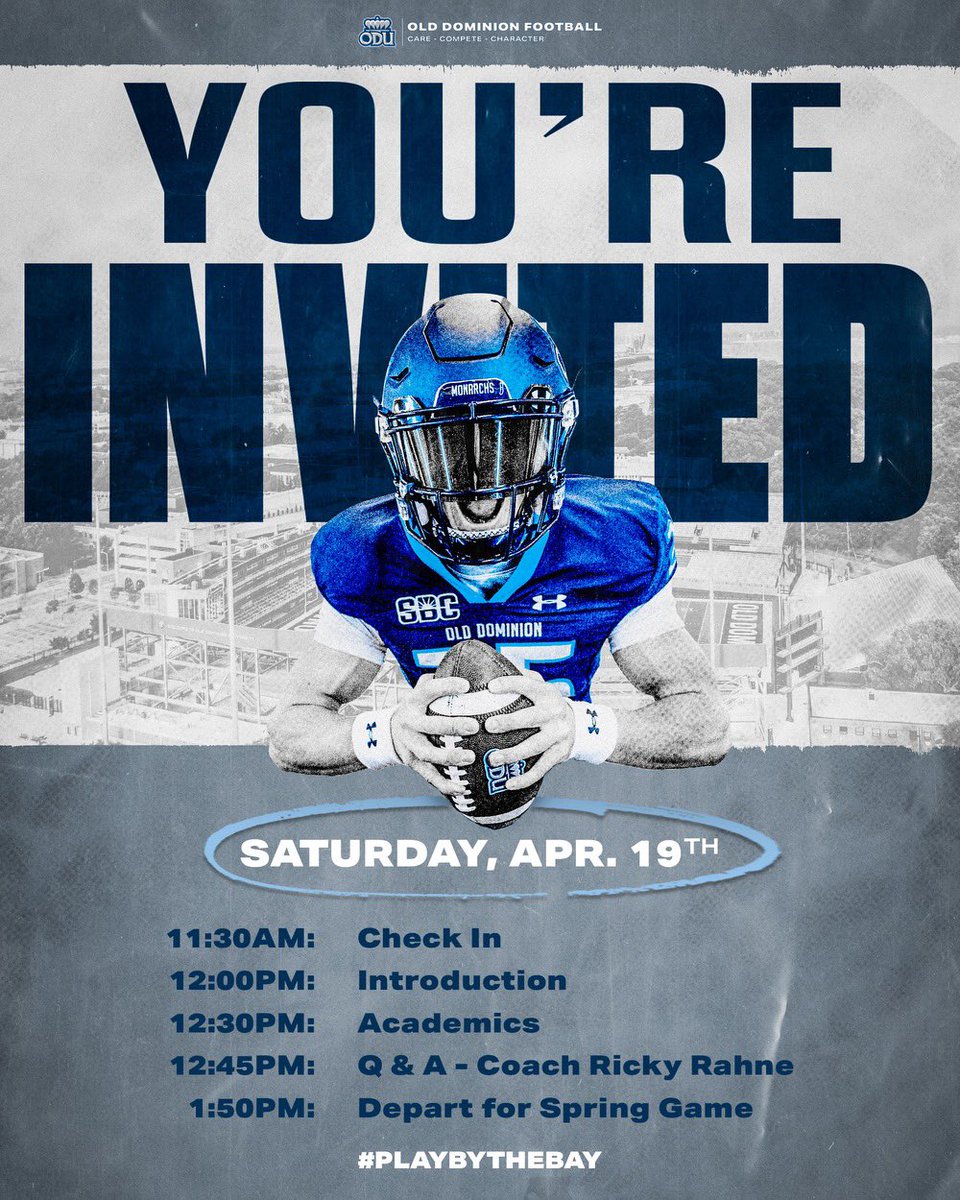 Catch me at ODU spring game this Saturday ! <a href="/Coach_TLucas/">Tony Lucas</a> <a href="/coachmikejudy/">Mike Judy</a> <a href="/CoachMarks717/">Michael Marks</a> <a href="/Mvsj21_/">Marquís Johnson</a>