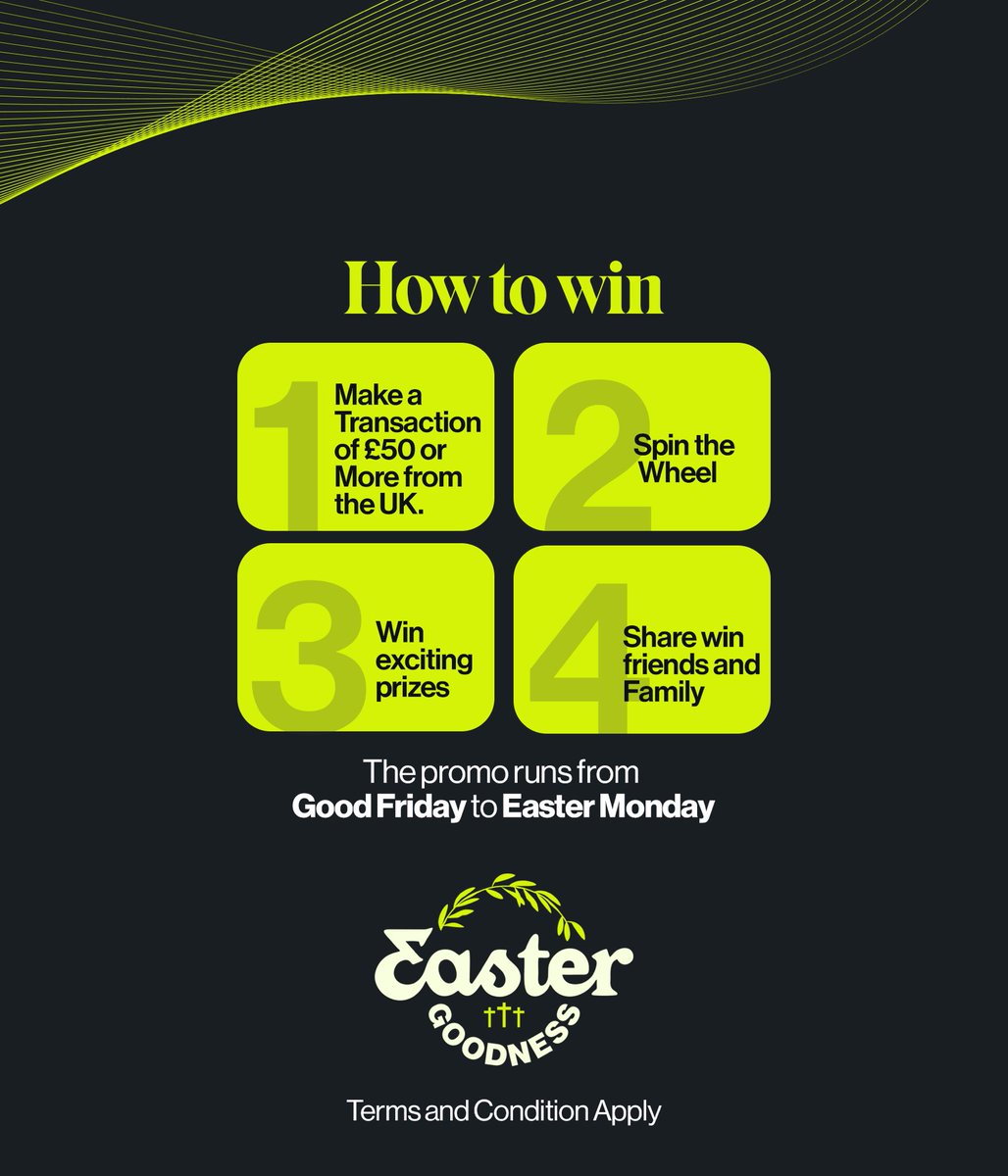 PrunePayments's tweet photo. We’re rewarding our UK users this Easter!
Make a transaction over £50, spin the wheel, and enjoy exclusive Easter surprises with Prune.
Experience the joy—transact now and win big!
#PrunePayments
#EasterGoodness
#PruneRewards https://t.co/wL6ZH23S5P