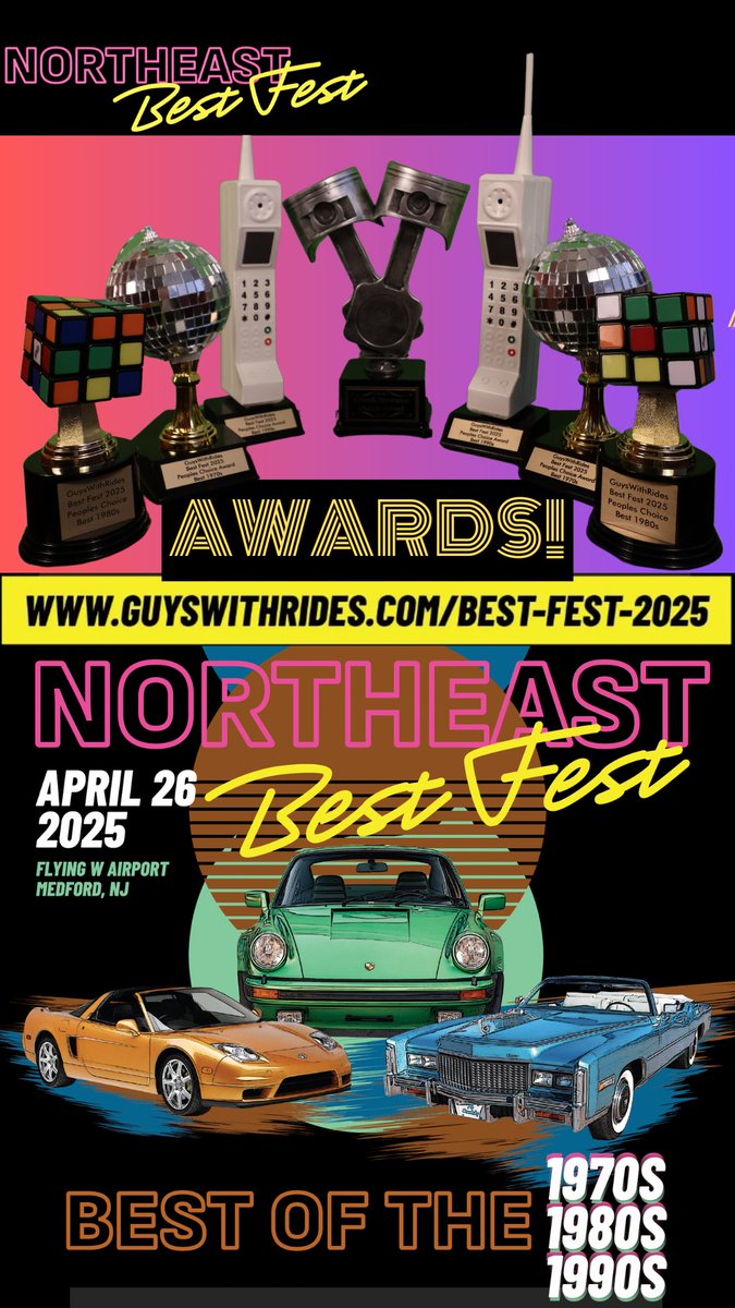 GuysWithRides's tweet photo. Best Fest is just one week away! Will your ride win one of our 70s, 80s, or 90s awards on April 26th? We hope to see you there—it will be Funky, Rad, and Da Bomb all rolled into one!

Register today:  https://t.co/h7nyLcPtgH

#BestFest #Radwood #Radwoodphilly #GuysWithRides https://t.co/m8Ou9c2agN