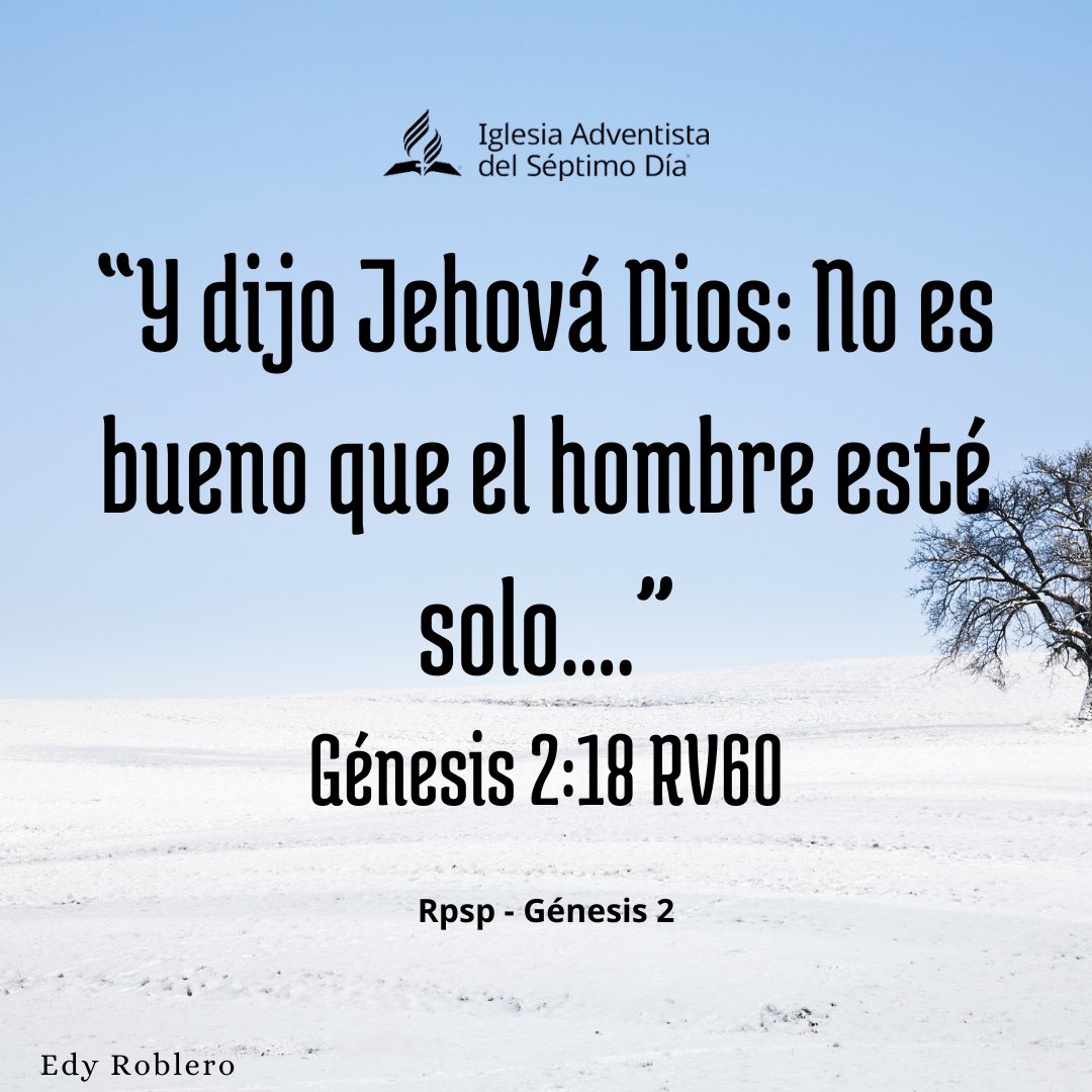 “La única soledad que es buena es esa la que se obtiene orando, donde tú estás solo con Dios. Rodéate de gente que te aporte y que te edifique, Dios te hizo por naturaleza una persona social.”
#RPSP
#GÉNESIS2