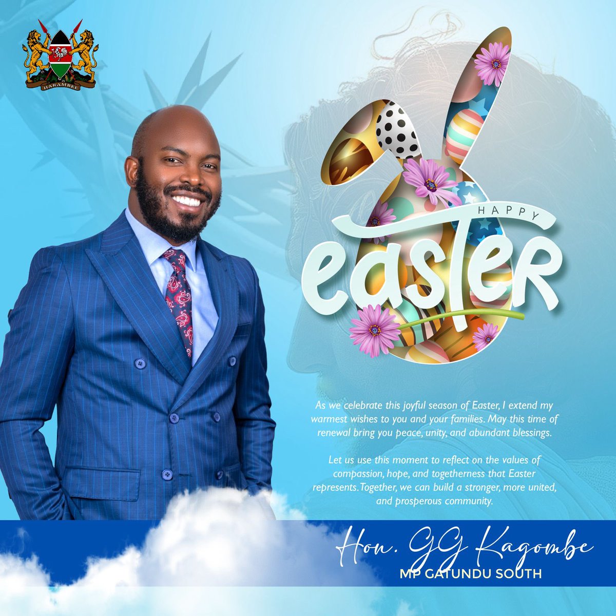 Wishing you a joyful Easter filled with hope, love, and blessings! May this season renew our unity and faith as we celebrate Christ’s sacrifice. Happy Easter to all in Gatundu South and around the world!
#Easter2025