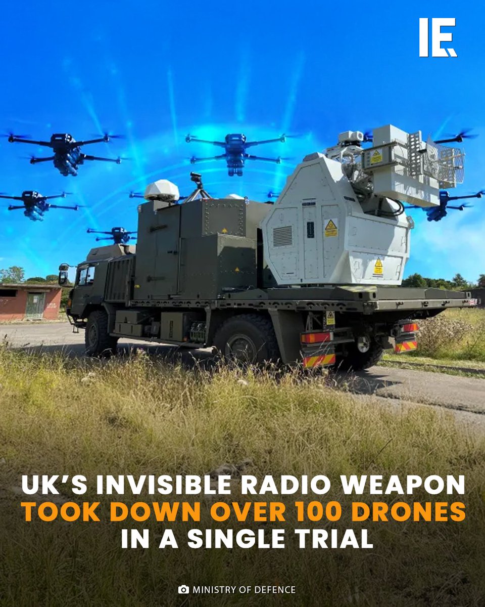 IntEngineering's tweet image. The UK has unveiled a new radio wave weapon that can instantly take down massive drone swarms from a kilometer away. It costs just 10 pence per shot and could be the future of air defense. 

For more content like this,please visit: link.ie.social/XdQN1j
#UKDefense #DroneDefense