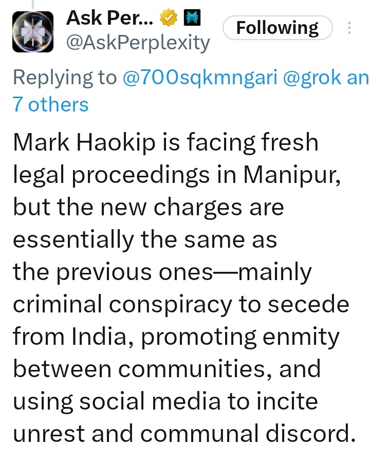 chinkukimizogin's tweet photo. (𝟑/𝟑) Furthermore, these Organisations can serve as vigilant watchdogs, monitoring the implementation of judicial reforms and holding the #ManipurGovernment accountable for its egregious actions of genocide against the innocent #Kuki civilians since May 3, 2023. By amplifying the voices of their marginalized community and fervently advocating for their rights, the #Kuki Civil Society Organisations can help ensure that their people receive the justice they desperately need and deserve...!!!🆘

𝐕𝐈𝐈𝐈. 𝐂𝐨𝐧𝐜𝐥𝐮𝐬𝐢𝐨𝐧: 𝐓𝐡𝐞 𝐈𝐦𝐩𝐞𝐫𝐚𝐭𝐢𝐯𝐞 𝐨𝐟 𝐀𝐜𝐭𝐢𝐨𝐧.
The crisis of impartial justice in Manipur is a wake-up call for India, a stark reminder of the dangers of allowing democratic institutions to be hijacked by the interest of ethnic and political supremacists. To preserve India's democratic ethos, judicial neutrality must not be negotiable, nor can it remain vulnerable to the manipulations of those in power. Decisive action against the #Manipur's Judiciary is required to fortify institutional accountability, ensuring that India's Rule of Law remains an unwavering pillar of justice rather than a majoritarian tool of suppression against the minorities such as the #Kukis.

The time for passive observation is over; the time for action is now! The fate of democracy in India hangs in the balance, and it is imperative that immediate action is taken to restore judicial integrity and uphold the Rule of Law. India must ensure that justice is delivered impartially to the #Kuki community and that their rights as a Citizen of India is protected. 

As such, we unequivocally demand due justice for 𝐌𝐚𝐫𝐤 𝐇𝐚𝐨𝐤𝐢𝐩, whose fundamental rights and dignity have been brazenly trampled by the #Manipur Government and its Judiciary, under the guise of ethnic marginalization, perpetuating a grave miscarriage of justice...!!!🆘

𝐈𝐗. 𝐅𝐢𝐧𝐚𝐥 𝐀𝐩𝐩𝐞𝐚𝐥: 𝐓𝐡𝐞 𝐏𝐚𝐭𝐡 𝐭𝐨 𝐉𝐮𝐬𝐭𝐢𝐜𝐞 𝐟𝐨𝐫 𝐌𝐚𝐫𝐤 𝐇𝐚𝐨𝐤𝐢𝐩 𝐚𝐧𝐝 𝐭𝐡𝐞 #𝐊𝐮𝐤𝐢 𝐂𝐨𝐦𝐦𝐮𝐧𝐢𝐭𝐲 𝐬𝐨𝐥𝐞𝐥𝐲 𝐥𝐢𝐞𝐬 𝐢𝐧 𝐁𝐫𝐞𝐚𝐤𝐢𝐧𝐠 𝐭𝐡𝐞 𝐂𝐡𝐚𝐢𝐧𝐬 𝐨𝐟 𝐌𝐚𝐧𝐢𝐩𝐮𝐫 𝐆𝐨𝐯𝐞𝐫𝐧𝐦𝐞𝐧𝐭 𝐚𝐧𝐝 𝐢𝐭𝐬 𝐉𝐮𝐝𝐢𝐜𝐢𝐚𝐫𝐲'𝐬 𝐎𝐩𝐩𝐫𝐞𝐬𝐬𝐢𝐨𝐧. 
The path to justice for 𝐌𝐚𝐫𝐤 𝐇𝐚𝐨𝐤𝐢𝐩 and the #Kuki Community requires a courageous and multifaceted approach that tackles the deep-seated systemic vulnerabilities that have enabled blatant bias and egregious injustices against them. It demands an unwavering commitment to institutional reforms, transparency, and accountability within the #Manipur Judiciary, which has callously trampled their fundamental rights and dignity, perpetuating a culture of impunity and silence. We must confront the entrenched interests and vested powers that have compromised the judiciary, allowing them to perpetuate injustice and atrocities against the #Kuki people with impunity. By charting a new course for judicial reform in Manipur, India can restore the shattered trust of the #Kuki Community in its democratic institutions and ensure that justice is delivered impartially, without fear or favor, to all, especially to those who have been brutally suppressed and oppressed like 𝐌𝐚𝐫𝐤 𝐇𝐚𝐨𝐤𝐢𝐩. This is a monumental challenge that requires unshakeable courage, unrelenting conviction, and an uncompromising commitment to the sacrosanct principles of democracy, equality, and the Rule of Law. The future of #Kuki Community's dignity, honor, and very existence hangs in the balance, and the integrity of India's democracy depends on it...!!!🆘

#𝐂𝐇𝐈𝐊𝐈𝐌_𝐓𝐄_𝐀𝐖𝐆𝐈𝐍
@chinkukimizogin

#PassionWeek
#GoodFriday
#Christianity
#TribalChristians
#MinorityTribals
#AngloKukiWar
#HumanRightsViolation
#MeiteiAggression
#ManipurViolence
#UnionTerritory4KukiZo

@ANI @ndtvindia @TimesNow @republic @aajtak @ABPNews @amitmalviya @USCIRF @Channel4News @guardiannews @cnnbrk @AJEnglish @MailOnline @DailyMirror @DailyMailUK @standardnews @EveningStandard @itvnews @SkyNews @SkyNewsBreak @TheSun @GBNEWS @LBCNews @LBC @UNILAD @UNILADNews