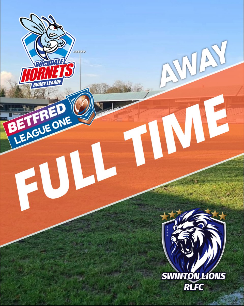 Swinton_Lions's tweet photo. Rochdale Hornets 8-7 Swinton Lions
Full time at Spotland in a tight and enthralling Good Friday derby.
Thank you to all Lions fans for your tremendous support this afternoon.
#OneClubVision https://t.co/EFvH0UprTa
