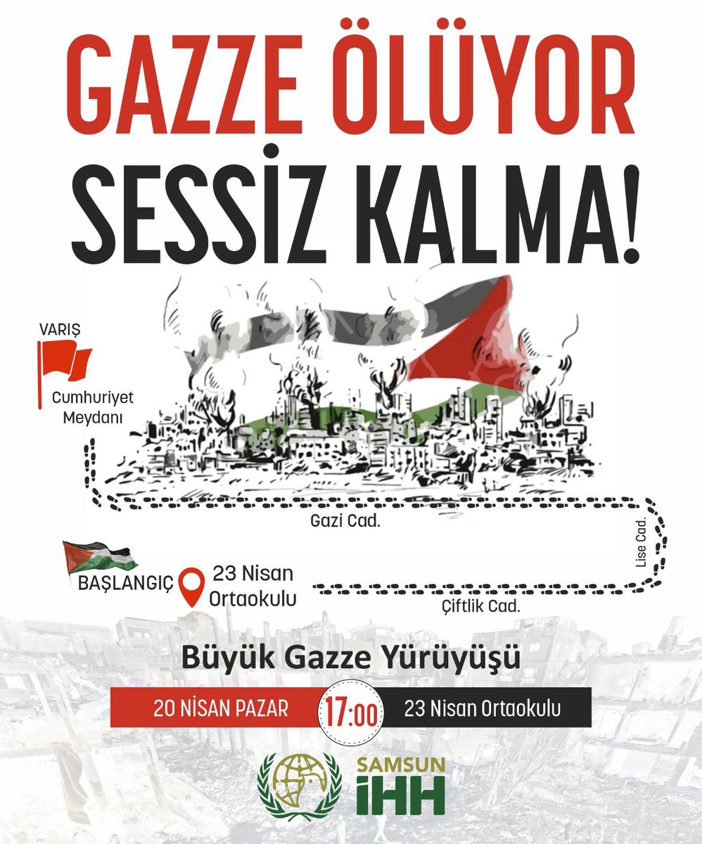samuder55's tweet photo. GAZZE İÇİN SES VER!

Gazze’de yaşanan insanlık dramına sessiz kalmıyoruz!

Adaletin, insan haklarının ve vicdanın sesi olmak için hep birlikte yürüyoruz.

Tarih: 20 Nisan 2025 Pazar Günü 
Saat: 17.00
Yer: 23 Nisan Ortaokulu

#Samsun #İhh #Gazze #Filistin https://t.co/c7oYfVNeaK