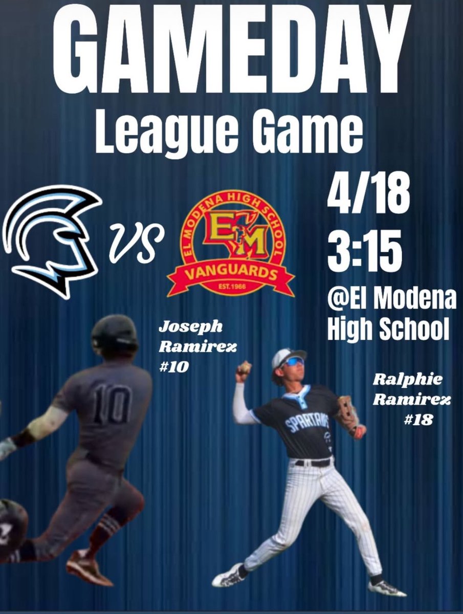VPHS_Baseball's tweet photo. Game Day! We travel to El Modena for a Crestview League game at 3:15pm. Go Spartans! @VPHSathletics @ocvarsity @OCSportsZone @latsondheimer https://t.co/hl7CO58O70
