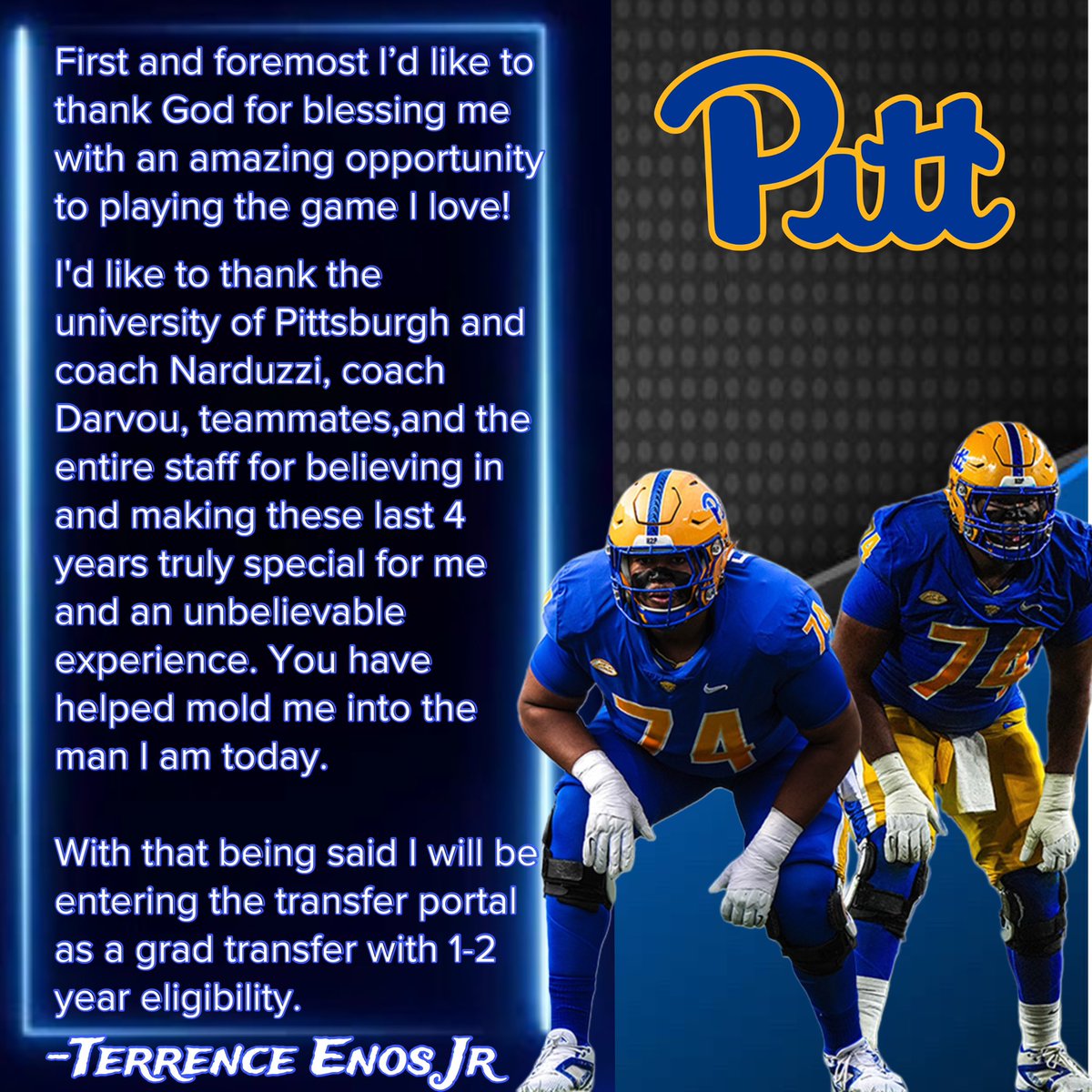 Thank you Pittsburgh, forever a pitt man!