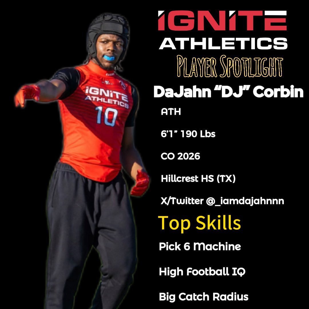 Ignite Athletics DFW (@igniteathletic_) on Twitter photo <a href="/_iamdajahnnn/">DaJahn Corbin 6ā1 ATH</a> is an underrated ATH with size and speed! Can play WR, LB & Safety! Yall need to keep an eye on him this spring & Fall playing at Dallas Hillcrest HS (TX) <a href="/CoachLewis_M/">Lewis Milbry</a> <a href="/THEPLATFORMDR/">THE PLATFORM</a> <a href="/dctf/">Dave Campbell's Texas Football ā TexasFootball.com</a> <a href="/AFATyler/">AFA Tyler</a> <a href="/MrJDavis96/">Juwan Davis</a> <a href="/AndrewHatts/">Andrew Hattersley</a> <a href="/TXTopTalent/">TX TOP TALENT</a> <a href="/_iamdajahnnn/">DaJahn Corbin 6ā1 ATH</a> is an underrated ATH with size and speed! Can play WR, LB & Safety! Yall need to keep an eye on him this spring & Fall playing at Dallas Hillcrest HS (TX) <a href="/CoachLewis_M/">Lewis Milbry</a> <a href="/THEPLATFORMDR/">THE PLATFORM</a> <a href="/dctf/">Dave Campbell's Texas Football ā TexasFootball.com</a> <a href="/AFATyler/">AFA Tyler</a> <a href="/MrJDavis96/">Juwan Davis</a> <a href="/AndrewHatts/">Andrew Hattersley</a> <a href="/TXTopTalent/">TX TOP TALENT</a>