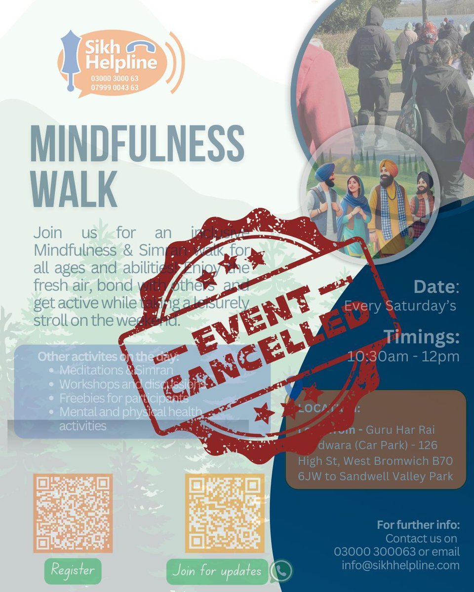 We are sorry to announce, due to rainy weather conditions, the Community Mindfulness Walk scheduled for tomorrow has been cancelled. We apologize for any inconvenience and appreciate your understanding.

Stay tuned for updates on the next walk!