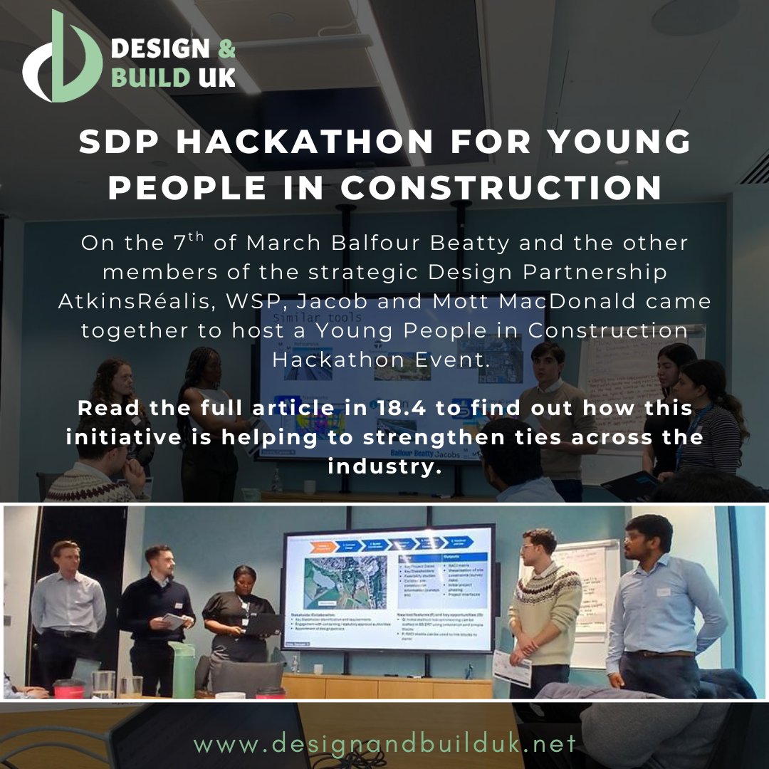 We’ve just published a brand new article covering an exciting Hackathon hosted by Balfour Beatty and the Strategic Design Partnership – featuring AtkinsRéalis, WSP, Jacobs, and Mott MacDonald.

 #DesignAndBuildUK #BalfourBeatty #SDP #AtkinsRealis #Jacobs #WSP #MottMacDonald