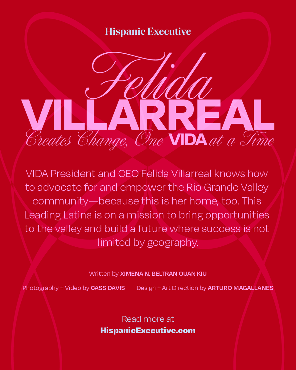 Felida Villarreal is leading from the heart of the RGV. 💫

Featured on the cover of Hispanic Executive's #LeadingLatinas issue, she’s bringing opportunity home through VIDA.
🔗 hubs.la/Q03h-ybY0