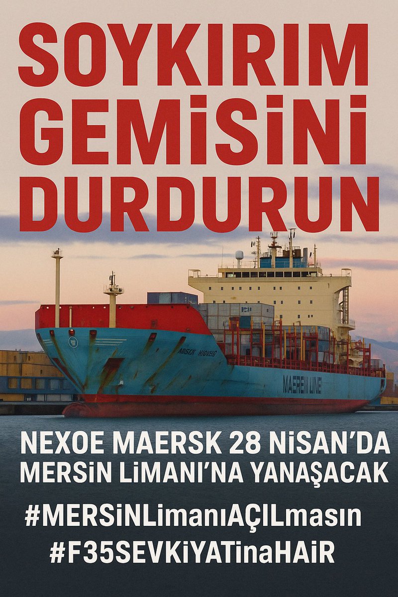 Türkiye Limanları Katliamın Rotası Olamaz
İsrail'e Silah Taşıyan Gemiler Engellenmeli

İspanya bu gemiyi limanlarına kabul etmedi, Faslı işçiler engellemeye çalışıyor,  Fransa daha gelmeden dava açtı, Türkiye asla izin vermemeli.

Gazze’de aylardır devam eden katliamın