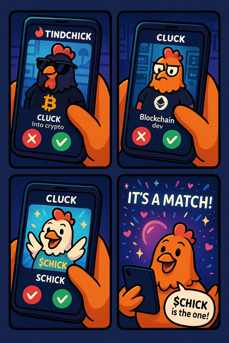 ❤️ TINDCHICK MODE ON
After swiping through crypto hens, blockchain devs, and NFT fanatics... the perfect match is finally here 🥰
👉 $CHICK — the only token that makes your heart cluck!